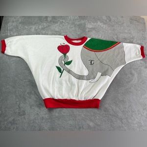 Vintage 1984 Radcliffe Lingerie Co Elephant Flower Shirt Women's Medium Loose